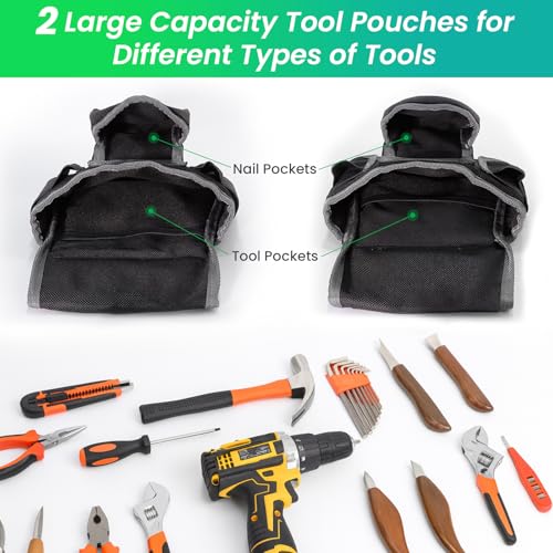 FamilyKit Tool Belt With Suspenders, Magnetic Heavy Duty Tool Belts for Men Black-grey