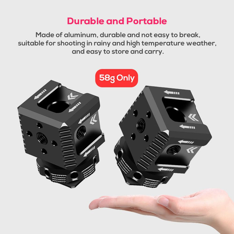 Triple Cold Shoe Mount Bracket, Camera Hot Shoe Mount Adapter with 1/4" Screw Holes for Flash Light Monitor Video Mic Compatible with Canon Nikon Camera Camcorder