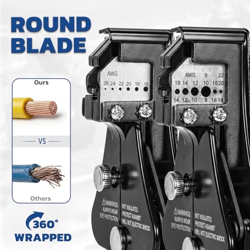 haisstronica 3 in 1 Automatic Wire Stripper Set, AWG 8-26, 7-Inch 8-26 AWG
