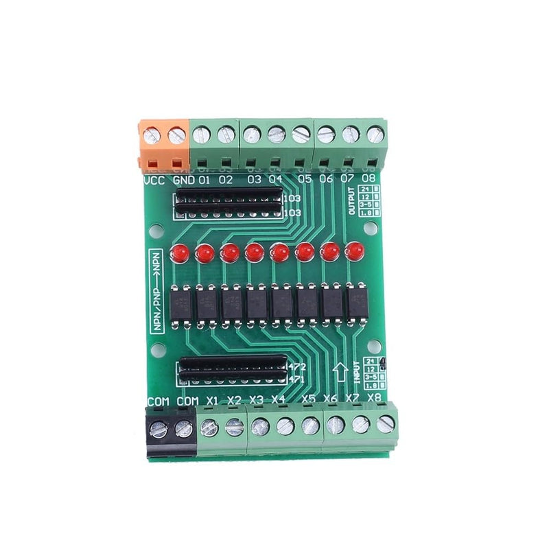 Optocoupler isolation module, DC 12V-24V 8-channel optocoupler isolation board, 8-channel NPN low high level output signal converter