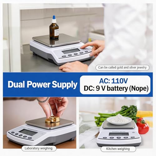 Lab Analytical Balance Scale 5000g x 0.01g High Precision Laboratory Analytical Scale – Lab Jewelry Scientific Use silver-gray