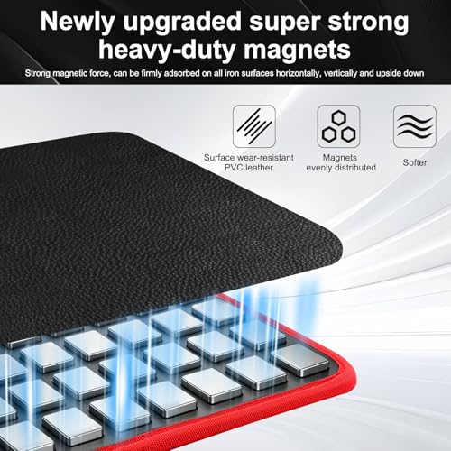 Magnetic Tool Mat Set for Mechanics, Flexible Heavy Duty Magnetic Parts Holder and Tool Organizer for Wrenches, Screws, Nuts, Bolts, Garage Toolbox Accessories (Red, 3PC) Red