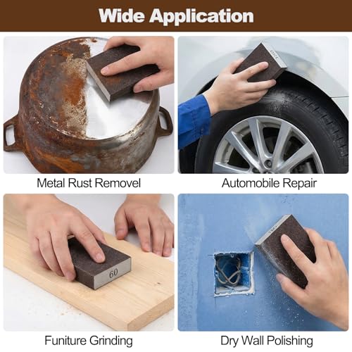 Fasmov Sanding Blocks, 60 Pack Washable & Reusable Drywall Sanding Sponges, 60 80 100 120 180 220 Grit Assorted Sanding Pads for Drywall Repair, Wall Finishing, Woodworking, Painting Prep