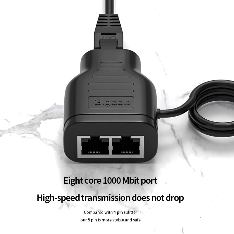 1000Mbps Portable Ethernet Splitter Ultra-high-Speed LAN/Internet Ports All Ports Share The Internet at The Same time RJ45 Network Expansion Connector USB C Powering Gigabit Switches (1 to 2) 1 to 2