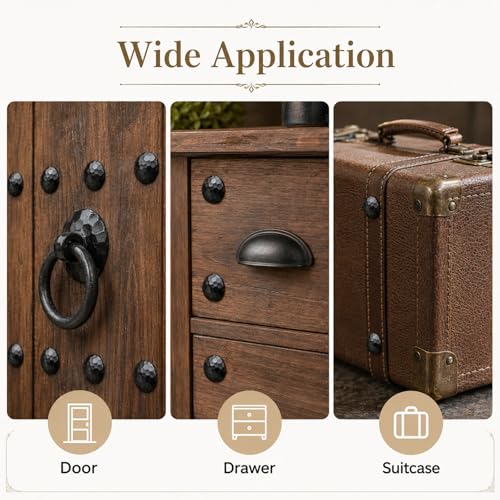 50 Pcs Black Metal Decorative Nails, 1.5 in Large Cap Tortoise Shell Textured Iron Nails, 1 in Shank Length for Antique Wooden Doors, Furniture Remodel, Architecture Decor, Craft Projects