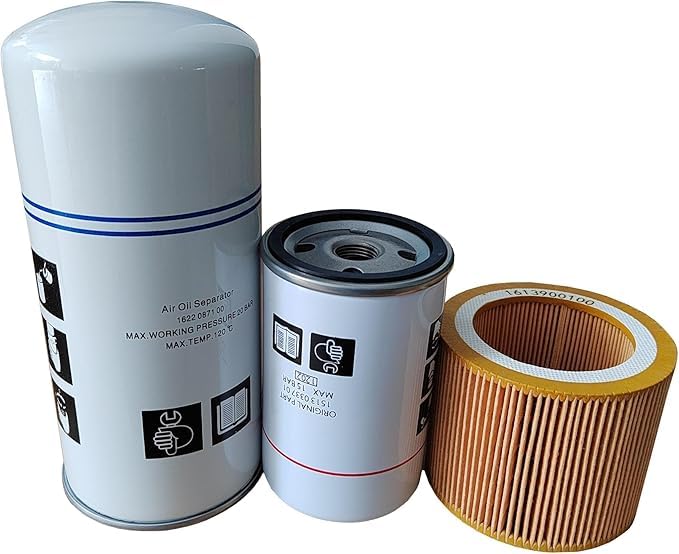 Filter Kit (Oil Separator 1622087100 + Oil Filter 1513033701 + Air Filter 1613900100) Compatible with Atlas Copco Air Compressor GX7 GX11 GA7 GA11, Replace 1622-0871-00 1513-0337-01 2901-0919-00