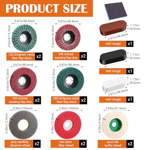 18 Pack 4 Inch Buffering Wheels Polishing Kit with Compound for Angle Grind