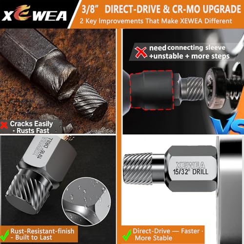 XEWEA 22PCS 3/8" Drive Screw Extractor Set, Bolt Remover Kit