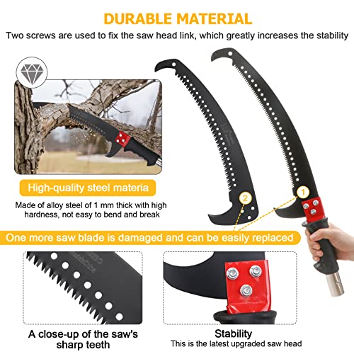 27 Feet Tree Pole Pruner Manual Branches Trimmer Tree Branch Garden Tools Loppers Hand Pole Saws Extendable Height Adustable System for Sawing and Shearing 27FT
