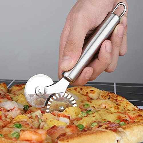 5 Wheel Pastry Cutter with Handle set of 2 Stainless Steel Double cutter Adjustable Pizza Slicer Multi-Round Dough Cutter Roller
