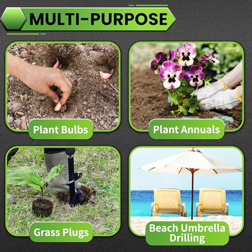 Auger Drill Bit for Planting - 4"X16" Heavy-Duty Auger Post Hole Digger for Fence - 3/8" Hex Drive Drill 4"X16"(Upgraded)
