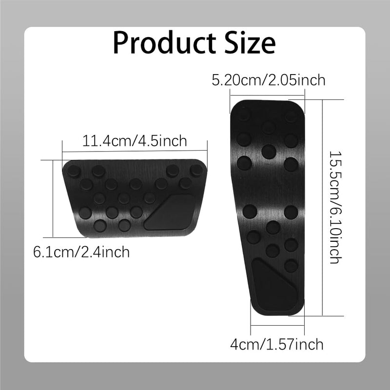 Auto Aluminum Pedal Covers, Auto No Drilling Accelerator Pedal Covers, Anti-Slip Aluminum Brake Gas Pedal Pads, Nonslip Car Pedal Pads for Dodge 2009-2022 Challenger Charger Chrysler 300C (Black) Black