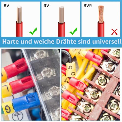 10 x Ring Cable Lugs 4-6 mm² Yellow Hole Diameter M10 Cable Lugs Crimp Connector Partially Insulated PVC Cable Connector Made of Tin-Plated Copper 4 - 6 mm², M10