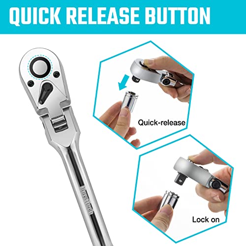 DURATECH 3-Piece Flex-Head Ratchet Set, 1/4", 3/8", 1/2" Drive