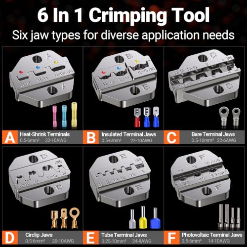 Preciva 6PCS Crimping Tool Set with 230PCS Connecting Accessories 230-Piece Terminal Kit