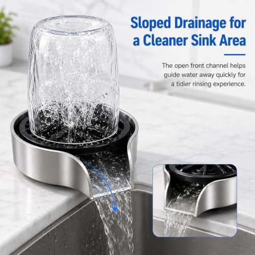 Glass Rinser for Kitchen Sink, 360° Rotating Cup Rinser Cleaner