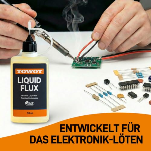 TOWOT Liquid Solder Flux 30ml No-Clean Soldering Flux for Electronics, Lead Free and Corrosion Resistant, High Purity Rosin Soldering Flux for Circuit Boards, Copper and Silver