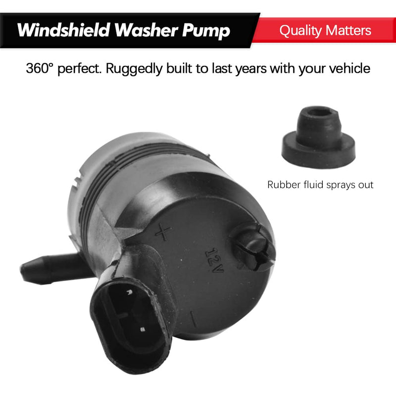 Front Windshield Washer Pump w/Grommet Replacement for Chevy GMC Buick Pontiac Isuzu Replaces # 385-232316A, 22127652, 22127653, 89025062, 89001122