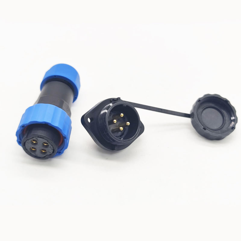 Elecbee Connector Aviation Plug SP21 IP68 4 Pin Female Plug and Male Socket 2 Holes Flange Straight Waterproof and Dustproof Satellite Cable Connector