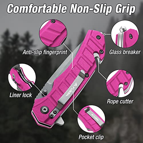 WORKPRO Garden Bag and FLISSA Folding Pocket Knife, Garden Tool Tote Storage Bag with 8 Pockets, Tactical Knife with Liner Lock