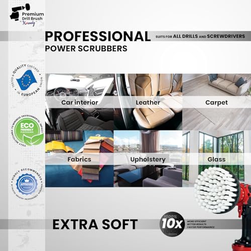 Premium Drill Brush, Extra-Soft 13cm, White, Car and Carpet