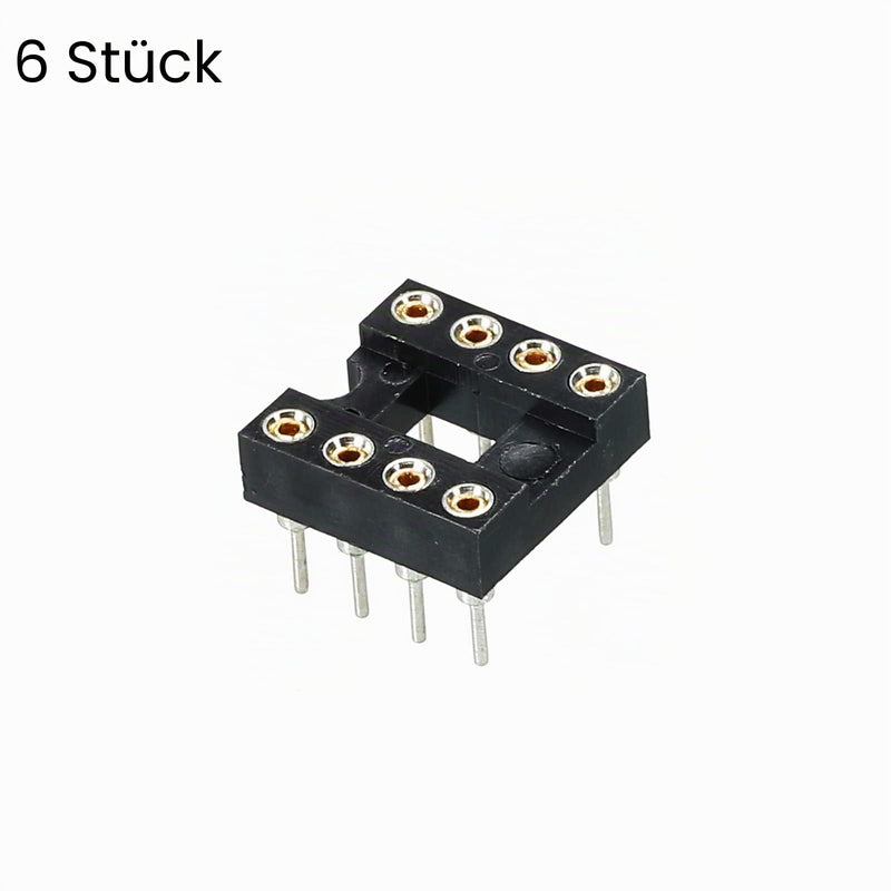 sourcing map DIP IC Chip Socket Adapter Flat Pin 8P 2.54 mm Pitch IC Socket for PCB Board Chip, 6 Pack