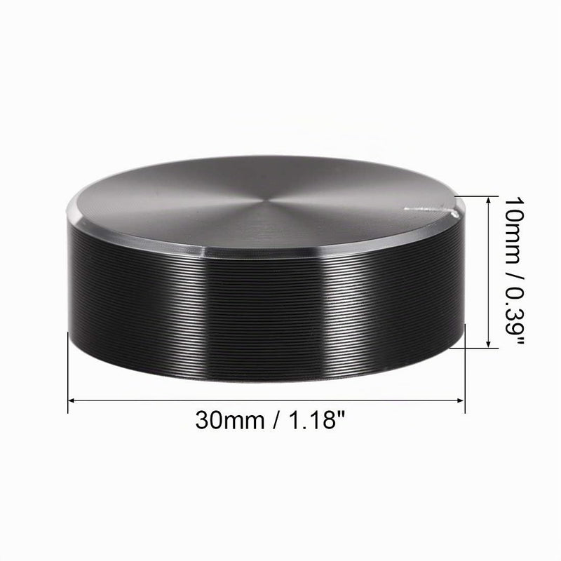 sourcing map Aluminum Volume Control Potentiometer 30 mm x 10 mm Black | Knurled shaft smooth surface rotary knob