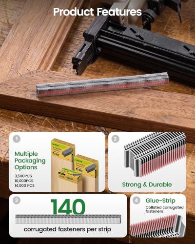 meite Corrugated Fasteners MC1238, 1/2-Inch Crown, 3/8" Length, 3,500 PCS 3/8" 3,500 Counts