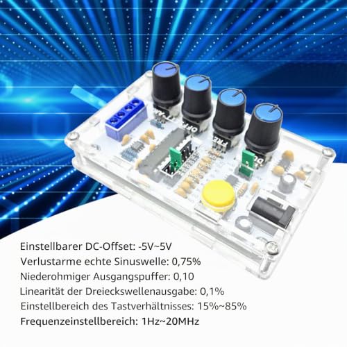 MAX038 Signal Generator, DIY Kit 1Hz-20MHz Function Generator Can Output Triangle Axis, Rectangular Wave, Sine Wave and Forward and Reverse Saw Tooth Shaft
