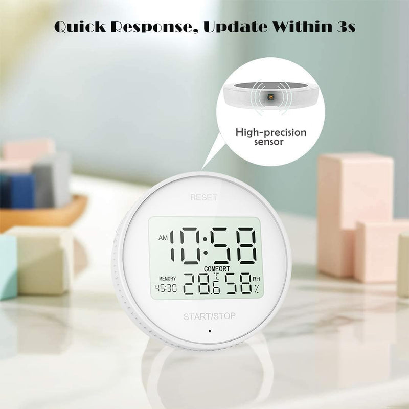 Magnetic Digital Hygrometer & Indoor Thermometer - Kitchen Timer for Cooking, Baking, Fitness, AAA Battery Included