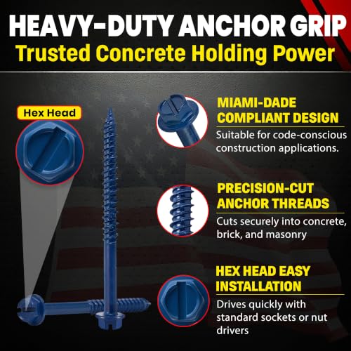 Chenango Supply 3/16 x 2-3/4" Hex Head Concrete Screw Anchors
