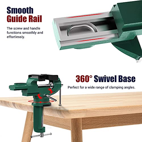 Nuovoware Table Vise 3 Inch, Universal Vise Bench Clamp, Army Green 70 mm
