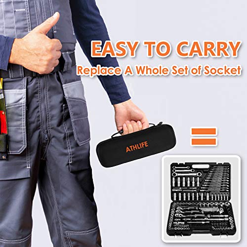 Universal Socket Wrench Set (11-32mm 7-19mm) Professional Sockets Tools Multi-function Wrench Repair Tool Kit with 3/8 inch Ratchet Wrench & Power Drill Adapter Chrome Vanadium Steel 6PCS