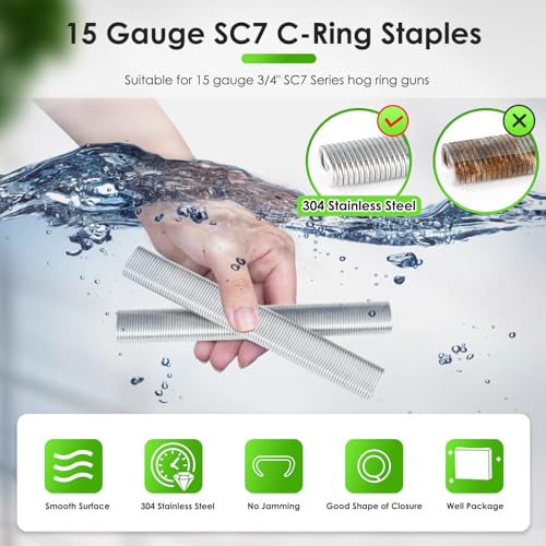 CTS SC7/C24 15 Gauge 3/4” Crown 304 Stainless Steel Hog Rings 1000PCS