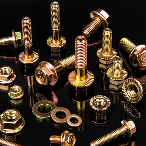VIGRUE 521PCS M6 M8 M10 Flange Bolts Assortment Kit Metric Class 8.8 Serrated Hex Cap Flange Hex Bolts Flange Nuts Assorted Set, Coarse Full and Half Threads