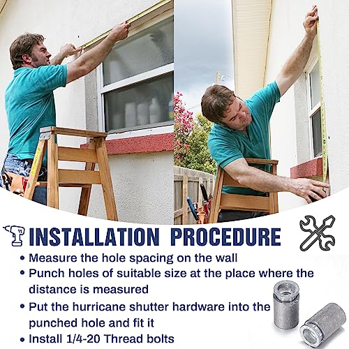 Hicarer 50 Pcs Lead Anchors for Concrete 1/4-20 Thread Hurricane Shutter