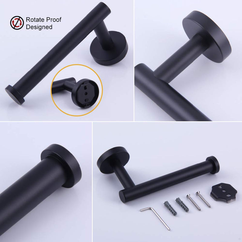 GERZWY Bathroom Hardware Set 2 Piece Black Towel Ring and Toilet Paper Holder SUS 304 Stainless Steel Wall Mounted Matte Black AG1404B-BK