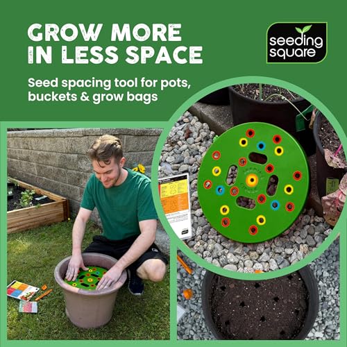 Seeding Circle + Seeding Square + Sneaky Weeder Bundle – Seed Spacing Templates for Containers & Raised Beds with Hand Weeding Tool