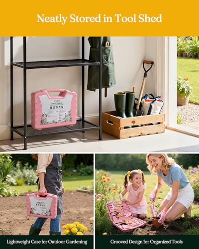 Grenebo 12-Piece Womens Gardening Tools Gift Set and Weed Barrier Fabric 4 ft x 50 ft 1 Pack