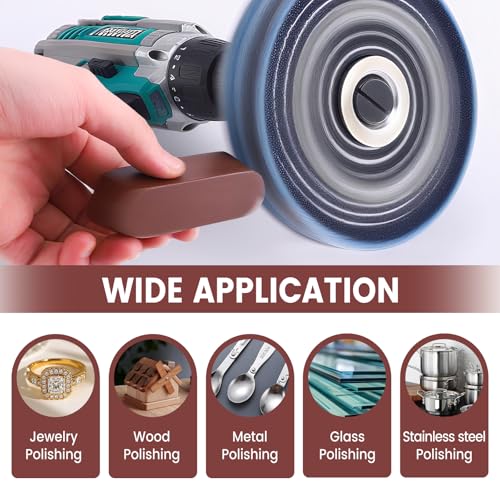 8PCS 8 Inch Buffing & Polishing Wheel Kit for Bench Grinder, 1/2" Arbor Hole, Denim/Yellow/White/Flannel Polishing Wheels with 4 Buffing Compound Set,Polishing Rouge Bars 8 Inch - 8 PCS