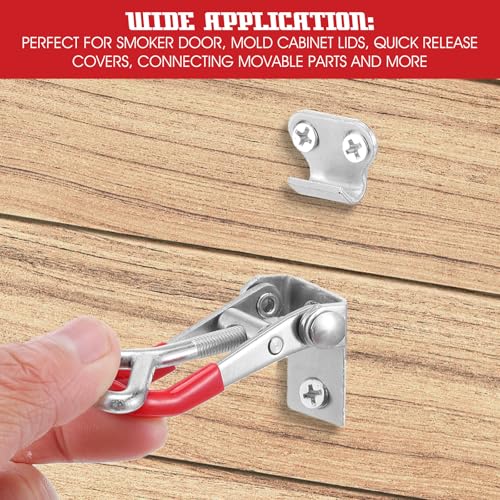 36 Pcs Toggle Latch Clamp Adjustable 330 Lbs Holding Capacity Pull Latch 4001 Heavy Duty Latch Lock Metal Door Latches Sturdy Latches Hardware for Smoker Lid Tool Box(Red, No Lock Hole)