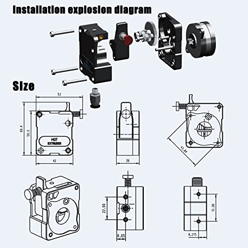 Update Universal Super Light HGT Extruder w/ NEMA14 36MM Stepper Motor Hardened Steel Dual Gears Bowden Direct Drive for Ender 3 V2 PRO 5 Plus CR10 CR10S CR6 SE 3D Printer