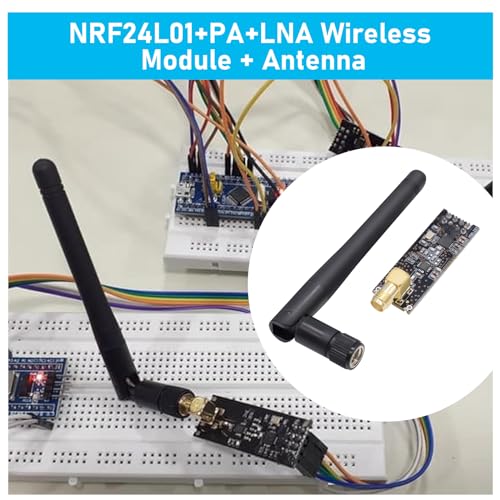 NRF24L01 + PA + LNA Wireless Transceiver Module, QIQIAZI RF Transceiver Radio Module with SMA Antenna 2.4G 1100 m Compatible with Arduino (Pack of 3)