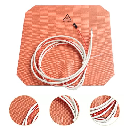 Sarini 3D Printer Accessory 12V 200W Silicone Heated Pad 220x220mm Heater Bed Mat Built-in NTC100K Thermistor For Anycubic Mega