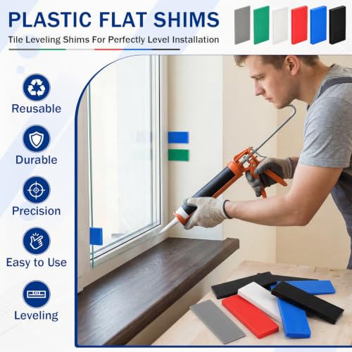 Nuanchu 300 Pcs 3/64"-15/64" (1-6mm) Plastic Glazing Blocks, Flat Shims