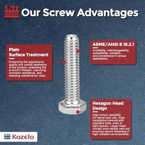 80 Pcs Hex Head Screws Bolts - 1/4",5/16",3/8" 316 Stainless Steel