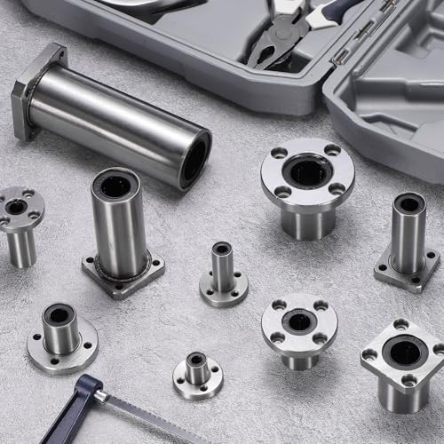 sourcing map 4 Pack LMF20UU Linear Ball Bearings, 20mm Bore Round Flange Linear Ball Bearings Flange Motion Bushing with Double Side Rubber Seal ABEC3 for CNC, 3D Printer