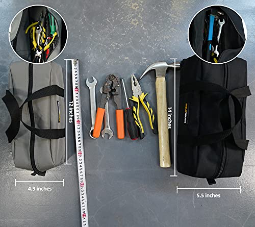 MELOTOUGH Utility Tool Tote Bag Combo Kit + Small Tool Pouch Zipper Bag with Mesh Window and Carabiner Clip
