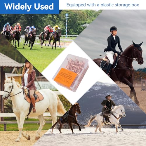 250PCS Horseshoe Nails, Horse Shoe Nails High Tensile Strength Precision Nails Copper Plated Horse Horseshoe Nail Set for Horse Racing Training Riding Equestrian Sporting