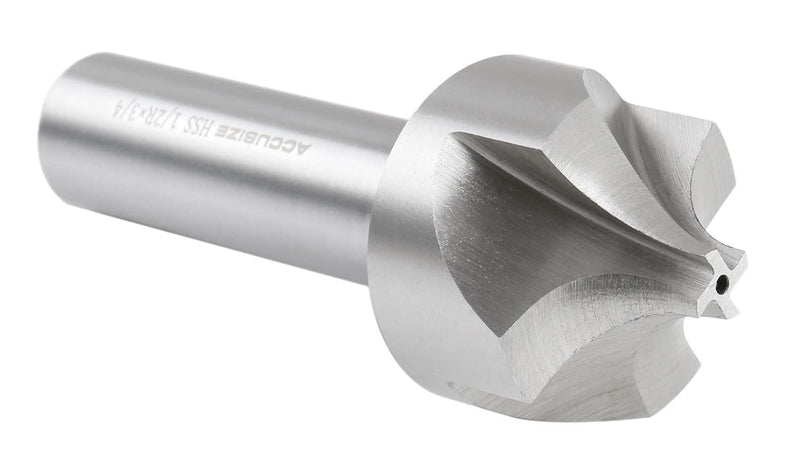 Accusize''dustrial Tools 1/2'', H.S.S. Corner Rounding End Mills, 3/4'', Shank Dia, 1-1/2'' Cutter Dia, 3-7/8'' Overall Length, 1011-1234 | H.S.S. Corner Rounding End Mills, 1-1/2" Cutter Dia, 3-7/8" Overall Length 1/2" x 3/4"(R x Shank Dia.)